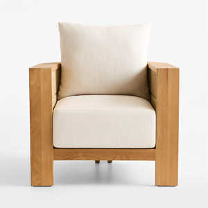 Chaise longue Elina en teck massif de haute qualité avec rotin synthétique pour usage extérieur - Product Image 1