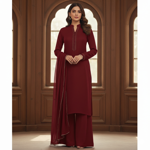 Salwar Kameez Rosa de Algodón para Mujer con Dupatta, Ropa Étnica Tradicional para Uso Diario Informal, Estilo Primavera-Verano - Product Image 2