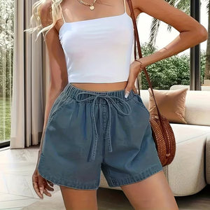 Shorts en jean pour femmes, style mode été, ornés de perles et de diamants, en denim décontracté, personnalisables avec votre logo de marque - Product Image 5