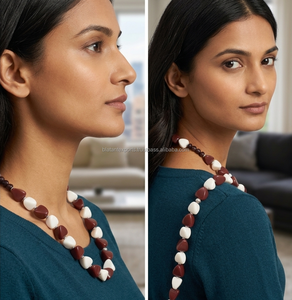 Colorful Bohemian Style Epoxy Resin Pendant Necklace Unique Statement Gold Plated Handmade Wedding Engagement Jewelry Real Bead - Product Image 4