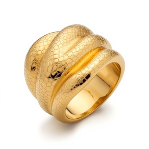 Chunky Statement <b>Ring</b> Sterling <b>Silver</b> 925 Vermeil Gold 2 Micron Textured Open <b>Ring</b> for Women Custom Fine Jewelry OEM - Product Image 3