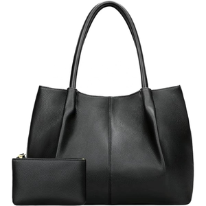 Ensemble de sacs à main de luxe pour femmes en cuir de vachette avec finition grainée douce, longues poignées élégantes et pochette zippée pratique - Product Image 5