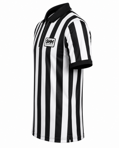 Camiseta de Árbitro de Fútbol Americano a Rayas Blancas y Negras para Hombre, Cuello Polo con Media Cremallera, Manga Corta, Jersey Profesional para Oficiales de Juego SHH - Product Image 4
