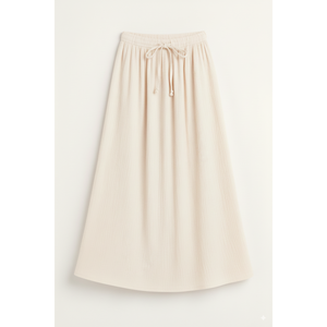 Jupe longue côtelée vintage pour femme avec cordon de serrage à la taille, décontractée, respirante, extensible, 100 % lin, vente en gros directe usine OEM - Product Image 1