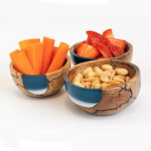 Ensemble de bols décoratifs rustiques modernes en résine bleue, peints à la main, artisanaux, écologiques - Product Image 3
