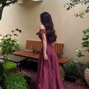 Custom Vintage A-Line <b>Spaghetti</b> <b>Strap</b> Mini Bow off Shoulder Woven Daily Natural Waist Dress for OEM Women Summer Wear - Product Image 5