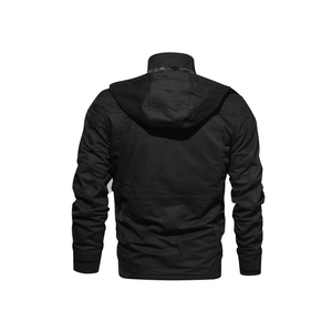 <b>Men</b>’s <b>Lightweight</b> Black Bomber <b>Jacket</b> Zipper Front Flight <b>Jacket</b> with Ribbed Cuffs, Casual Streetwear Outerwear - Product Image 3
