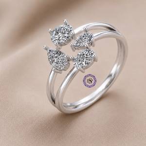 Moissanite Oval Cut <b>Solitaire</b> Engagement <b>Ring</b> Rhodium Plated <b>Silver</b> Band Romantic Wedding Jewelry - Product Image 2