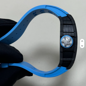 Blue Black Square Carbon Fiber Fabric Barrel Watch Personalized Dial Skeleton <b>Automatic</b> Tourbillon <b>Wristwatch</b> Daily Outdoor Wear - Product Image 2