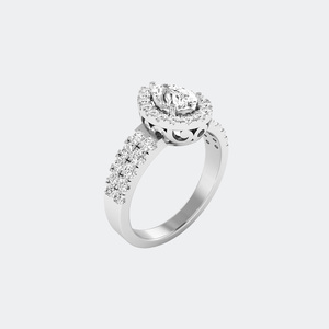 แหวนเพชรทรงลูกแพร์ 1.15 กะรัต - ดีไซน์ฮาโลแบบประดับเพชรสองชั้น - Product Image 5