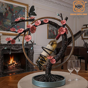 Porte-bouteilles en fer forgé motif fleur de pêcher, sculpture artisanale, décoration d'intérieur personnalisable, présentoir au design élégant, artisanat de luxe - Product Image 3