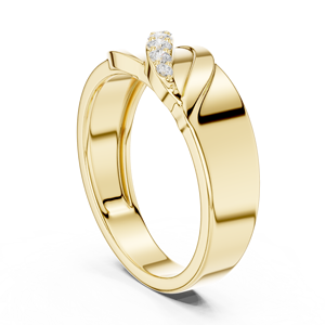 Bague en or jaune 14 carats avec diamant de laboratoire, motif vague infinie, élégante courbe de diamants, bande de diamants ondulée - Product Image 4