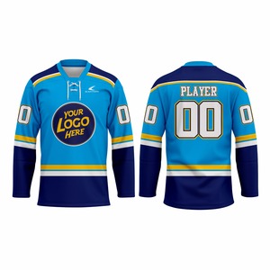 Camiseta de Hockey sobre Hielo Personalizada para Hombre, Manga Larga, Sublimada, Transpirable, de Poliéster, Cuello en V, Corte Regular, Ropa Deportiva para Adultos - Product Image 3