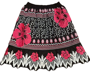 Falda tropical bordada, falda floral estilo bohemio, falda estilo micronesio, falda de la isla de Pohnpei, falda bohemia tropical - Product Image 2