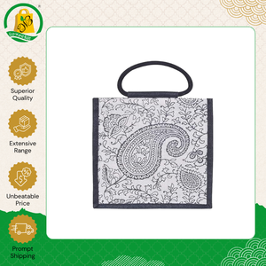 ถุงช้อปปิ้งผ้ากระสอบป่านคุณภาพดีที่สุด แบบกำหนดเองได้ เป็นมิตรกับสิ่งแวดล้อม ลายเรขาคณิต ปราศจากสารอะโซ พร้อมหูหิ้วแบบถักบุฟองน้ำ - Product Image 2