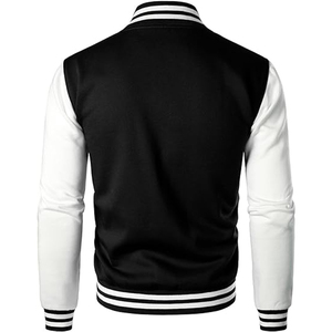 Unisex Varsity Jacket Casual Wool Sleeve Baseball Letterman Bomber Jacket <b>Coat</b> Geometric Cartoon Stand Collar - Product Image 2