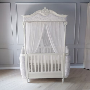 Lit bébé Elina au design moderne, en bois d'acajou de haute qualité, multifonctionnel, rembourré, couleur blanche, pour chambre à coucher, bébés et enfants - Product Image 5