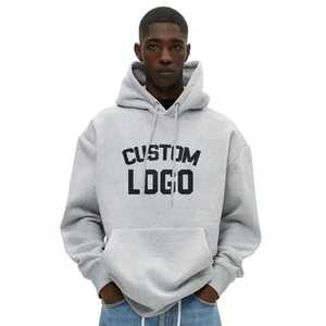 Custom Logo Eco-Friendly 100% Cotton 350g Puff Printed Hoodie <b>Men</b> Oversized <b>Fleece</b> Pullover Sweatshirt Kangaroo Pocket - Product Image 2