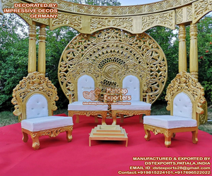 Chaises Vedi en bois design pour la décoration de cérémonie de mariage, nouveau design, sièges bas, chaises Mandap pour mariage, chaises blanches dorées, États-Unis - Product Image 2