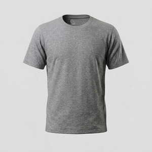 เสื้อยืดคอกลมแขนสั้นผ้าฝ้ายสีเทาสำหรับผู้ชายทรงปกติแบบลำลอง - Product Image 2