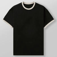 Camisetas de Manga Corta para Hombre, Estilo Clásico, Diseño Moderno y Cómodo, Peso Medio, Cuello en Contraste, Dobladillo Elástico, 100% Algodón