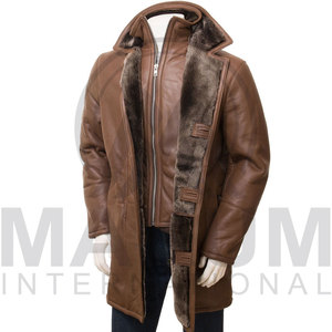 Nouveau Manteau d'Hiver pour Homme en Cuir de Mouton de Haute Qualité, Style Élégant, Long Manteau en Fourrure Marron avec Design Personnalisé et Matériaux 100% de Qualité - Product Image 2