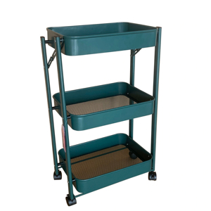 Lumetal Four-<b>Wheel</b> Foldable Metal Mesh Powder Coated Storage Trolley Spa <b>Cart</b> Indoor Furniture Commercial 1 Year Warranty - Product Image 1