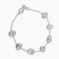 Magnifique bracelet tennis en or blanc 14 carats avec diamants de laboratoire ovales et ronds de 6,23 carats pour femme - Cadeau pour les occasions festives