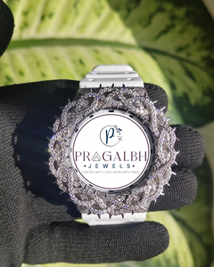 Reloj Pragalbh Jewels Personalizado con Diamantes, Micro Pavé de Moissanita, Estilo Hip Hop, de Acero Inoxidable, de Lujo para Hombre - Product Image 1