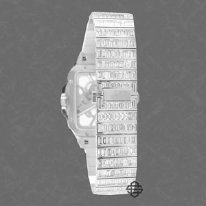 Montre élégante en acier inoxydable avec cadran carré squelette en verre, diamants Moissanite de luxe, mouvement à quartz 41 mm, style hip-hop et mode business - Product Image 4