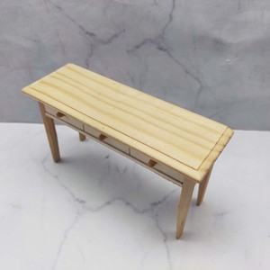 Miniature 1:12 Wooden Dollhouse Accessories Desk Furniture <b>Mini</b> Desk with Drawers Natural Finish for Decorative Display for age+ - Product Image 2