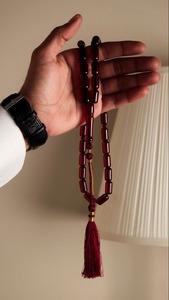 Perles de prière islamiques en pierre faites à la main (Tasbih/Dhikr) – Élégantes jaunes/dorées pour les prières quotidiennes – Cadeau religieux haut de gamme pour musulmans – Inde - Product Image 5
