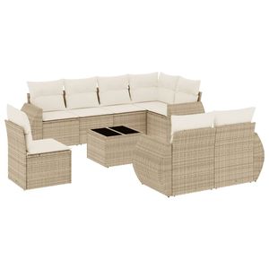 Juego de Sofás Modulares de Jardín de 9 Piezas en Ratán Sintético Color Beige, Muebles Modulares para Exteriores Cómodos y Elegantes - Product Image 2