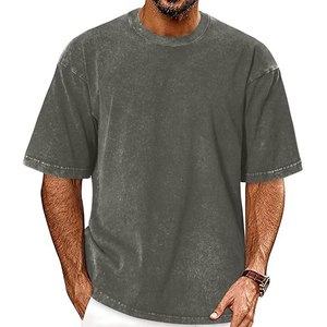 T-shirt vintage délavé surdimensionné en coton épais unisexe, personnalisable avec logo OEM, streetwear coupe ample, haute qualité, manches courtes - Product Image 5