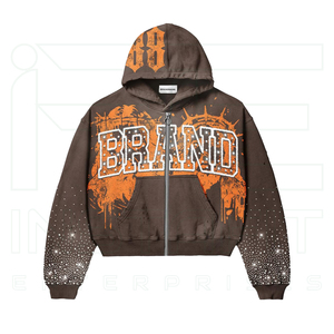 Conjunto de Sudadera con Capucha y Pantalones Deportivos Unisex de Moda Urbana con Cremallera Completa y Estampado de Diamantes de Imitación para Otoño, Ropa Deportiva para Adultos - Product Image 2