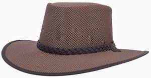 Unisex Brown Mesh Cowboy <b>Hat</b> With Braided <b>Band</b> Casual Outdoor Spring Summer Adult 56-58CM - Product Image 2