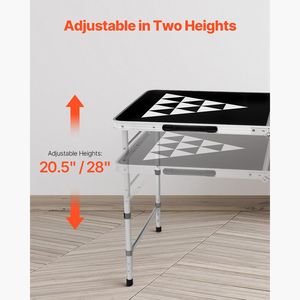 Table de beer pong portable de 8 pieds, pliable, avec poignées de transport, 6 balles, hauteur réglable, légère, mobilier de camping - Product Image 5