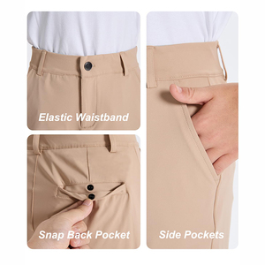 Boys Khaki School Uniform <b>Shorts</b> With Pockets Flat Front Stretch Kids Dress <b>Chino</b> <b>Short</b> Pants - Product Image 5