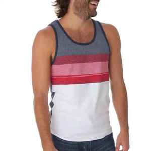 Débardeur rayé à blocs de couleur pour homme, col rond, tricoté, décontracté, sans manches - Product Image 2