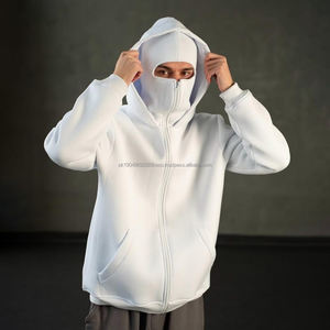 Sudadera con Capucha y Estampado Personalizado, Cierre Completo, Estilo Vintage, Hombros Caídos, Felpa, Estilo Urbano, Pasamontañas Ninja, 100% Algodón, Invierno, para Hombre - Product Image 3