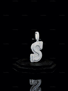 Pendentif de luxe en moissanite lettre S, initiale alphabet, collier hip-hop glacé, plaqué rhodium, bijoux en argent 925, cadeau pour hommes et femmes - Product Image 3