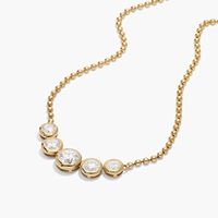 Collar de Lujo con Diamantes Cultivados en Laboratorio, Engastados en Bisel Redondo, Oro Amarillo de 14K, 4.5g
