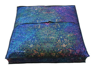 Funda de Algodón para Cama de Perro con Diseño de Mandala y Pavo Real, Cojín Cuadrado para Suelo de 35 Pulgadas, Varios Colores, Uso Doméstico, Hecho a Mano por Consignatarios Indios - Product Image 3