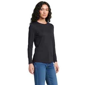 T-shirts confortables pour femmes, couleur unie, usage quotidien, col rond, manches longues, coupe ajustée, t-shirt décontracté uni, provenant de BD - Product Image 4