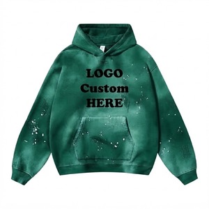 Sudadera con Capucha Extra Grande Personalizada con Estampado en Aerosol para Hombre, Verde, Algodón, Felpa Francesa, Informal, con Bolsillo Delantero, Diseño con Logotipo, Ropa de Otoño - Product Image 1