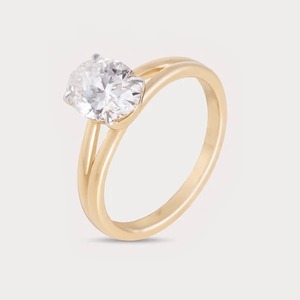 Anillo de Compromiso Solitario de Oro Amarillo de 14K con Diamante Ovalado Cultivado en Laboratorio de 1.52 CT y Tallo Dividido para Mujer - Product Image 2