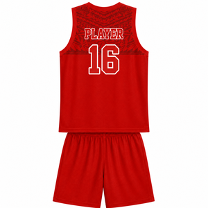 Conjunto de Uniforme de Baloncesto Personalizado, Camiseta Deportiva Roja sin Mangas y Pantalones Cortos para Entrenamiento y Partido - Product Image 2