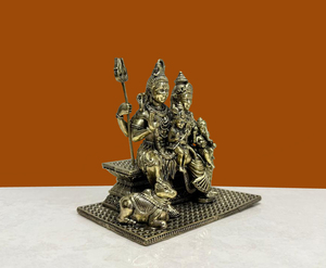 Handcrafted Brass Shiv Parivar <b>Statue</b> with Nandi | Wax Casting Shiva Family Idol for Home Temple Decor Diwali Tabletop - Product Image 4