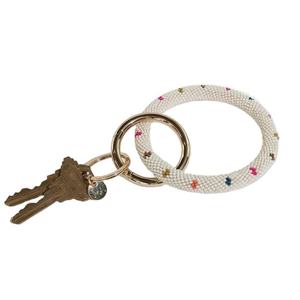 Woven Nylon <b>Key</b> <b>Ring</b> With Colorful Beads Round Shape Zinc Alloy <b>Rings</b> Durable Simple Style - Product Image 1