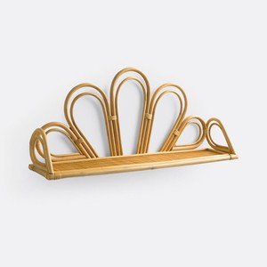 Rattan floating shelf natural cane wall mounted <b>rack</b> shelves boho flower design <b>storage</b> <b>racks</b> - Product Image 1